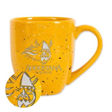 Imagem de Rico Industries NCAA Augustana (SD) Vikings logotipo principal amarelo 473 ml cor do time gravado a laser caneca de café cerâmica salpicada