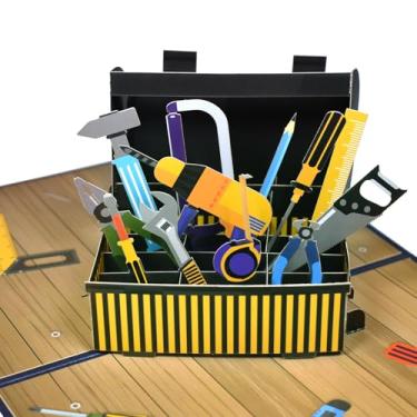 Imagem de GREETING ART Caixa de ferramentas para o Dia dos Pais, Cartão de Dia dos Pais, Cartão Pop Up 3D para Ele – Cartão de Amor do Dia dos Pais, Cartão de Aniversário para Papai, Homens, Marido, Irmão