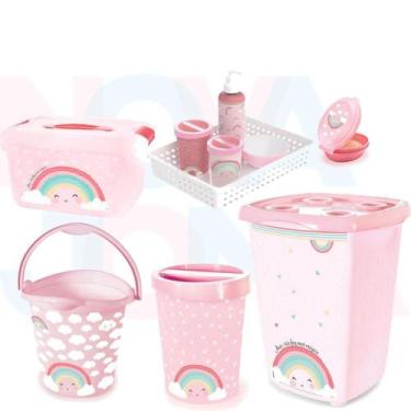 Imagem de Kit Higiene E Acessórios P/O Quarto Do Bebe Arco iris - plasutil