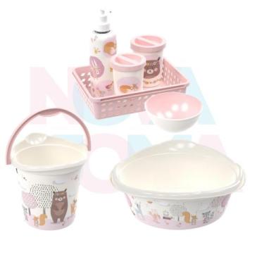 Imagem de kit banho balde,bacia,kit higiene bichinhos Petit plasutil