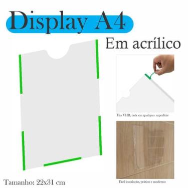 Imagem de 2 Display Parede Quadro Avisos Porta Folhas A4 Acrílico Vert - INDÚSTR