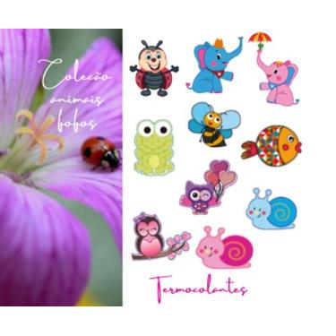 Imagem de Kit Patch Aplique Termocolante Animais Fofos Carol Art c/ 10 un