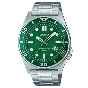 Imagem de Relógio CASIO masculino analógico prata verde MTD-135D-3AVDF