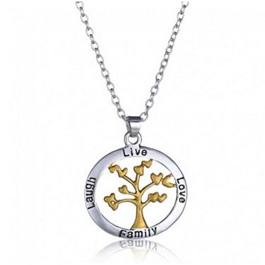 Imagem de Chandria's Treasures Pingente de folha de coração dourado árvore da vida em um colar de prata - Promoção de verão, Prata esterlina