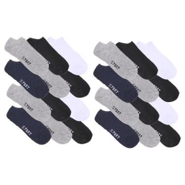 Imagem de Kit 24 Pares de Meia Sapatilha Masculina Invisível Confortável Sortido