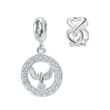 Imagem de Kit Berloque Espírito Santo  Separador Corações Prata 925