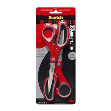 Imagem de Tesoura de aço inoxidável multiuso Scotch. padrão. Red/Gray. 2 Count