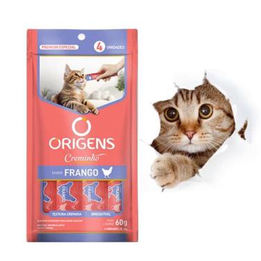 Imagem de Kit Com 4 Tubos Origens Creminho Sabor Frango Para Gatos