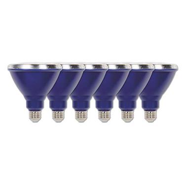 Imagem de Westinghouse Lighting 3315120 3315100 100 Watt Equivalent PAR38 Lâmpada de LED à prova de intempéries para ambientes externos azul com base média (pacote com 6), pacote com seis 33151, 6 unidades