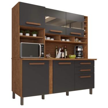 Imagem de Armário de Cozinha Alexia 6 Portas 2 Gavetas Imop - Cinamomo Grafite