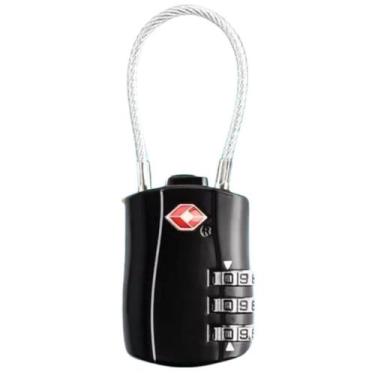 Imagem de Cadeado Segredo Senha Mala Viagem Cabo De Aço Aeroporto Preto - Cadead