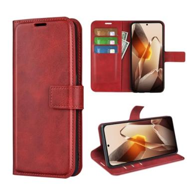 Imagem de Kezaizhe Capa flip para 13 Oneplus 13 carteira de couro PU capa protetora magnética para celular One Plus 13 Folio Book Cover com suporte e compartimentos para cartão (vermelho)
