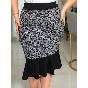 Imagem de Saia Estampada Moda Evangelica Babado Oferta Barato  Lindo Feminino Jo
