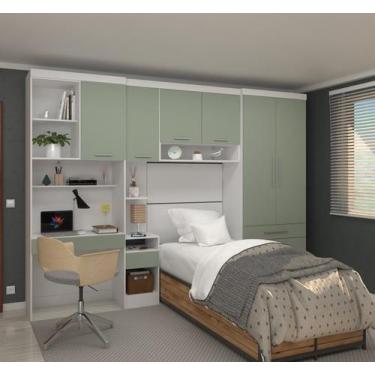 Imagem de Guarda Roupa Dormitório Modulado Alpes Solteiro Bancada de Estudo - Ro
