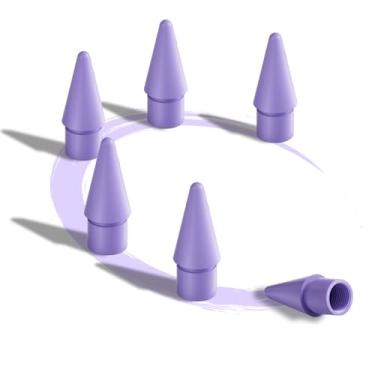 Imagem de Dicas de substituição para Apple Pencil 2ª geração/1ª geração/USB-C/Apple Pencil Pro Generation, correspondência exata com pontas de caneta Apple, roxo, pacote com 6