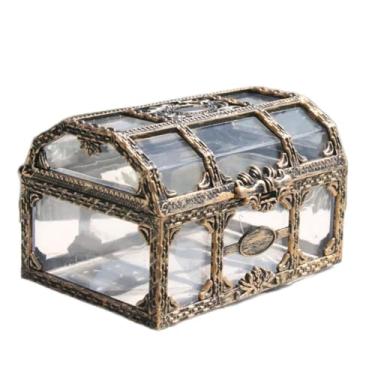 Imagem de Caixa de Tesouro de Pirata Antigo Transparente de Plástico, Prêmios de Caixa de Brinquedos de Tesouro, Decoração de Festa Pirata, Mini baú de Tesouro Pirata Transparente para (A)