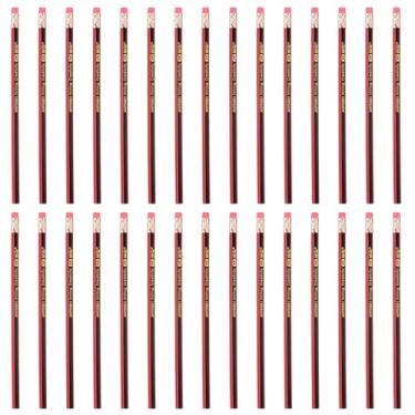 Imagem de M&G Lápis hexagonais de madeira, 30 lápis redondos de grafite HB para sala de aula, material de escritório, vermelho, preto