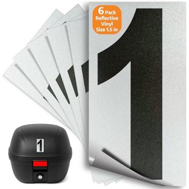 Imagem de iSYFIX Adesivo de vinil preto número 1 (um) – Pacote com 6 3,81 cm – Adesivo premium, fundo reflexivo, pré-espaçado para caixa de correio, placas, janela, porta, carro, caminhões, casa, negócios, endereço, interior e exterior