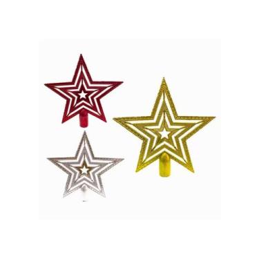 Imagem de Kit Com 3 Ponteiras de Árvore De Natal Coloridas Com Glitter - Goal Ar