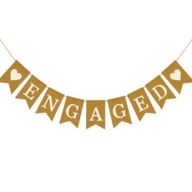 Imagem de Shimmer Anna Shine Engagement Party Decorations Engaged Burlap Banner