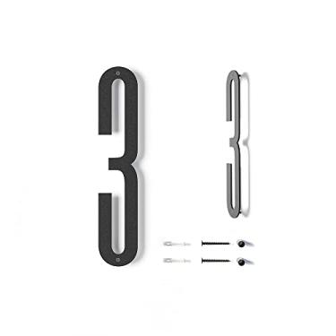 Imagem de Números de casa flutuantes modernos de 30,48 cm | Números grandes de metal para casa ao ar livre | Números de endereço residencial revestidos com preto à prova