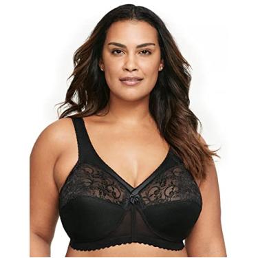 Imagem de Glamorise Sutiã de suporte original MagicLift tamanho grande sem aro #1000, Preto, 50C