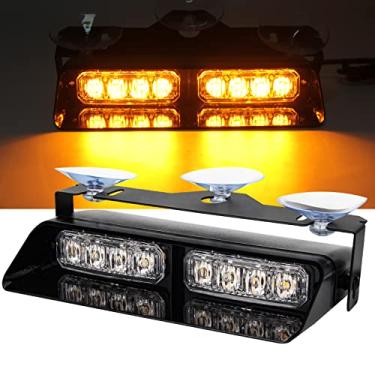 Imagem de Afurkuot Luz de emergência LED para painel, 16 modos de intermitência, luz estroboscópica de LED de alta intensidade com luz estroboscópica de aquecimento de para-brisa interior de alta intensidade para caminhões, trator de limpa-neve, âmbar