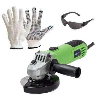Imagem de Esmerilhadeira Angular Lixadeira 500W 11000 Rpm 127V Com Empunhadeira Auxiliar Corte e Desbaste NEVVO + Kit EPI Luva Pigmentada e Óculos de Segurança