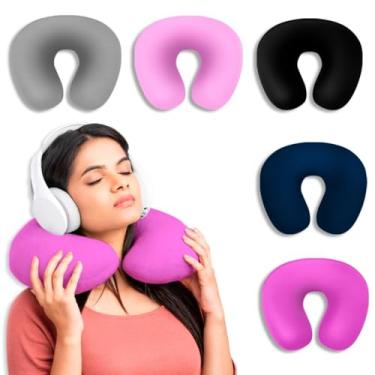 Imagem de Almofada de Pescoço travesseiro de Viagem confortável e macio(Almofada Adulto Pink)