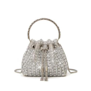 Imagem de Bolsa de noite Sweetovo Sparkly Diamond Clutch Rhinestone Silver