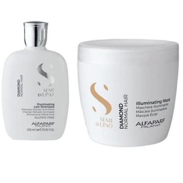 Imagem de Kit Alfaparf Diamond Semi Di Lino Shampoo 250ml Máscara 500ml Brilho M