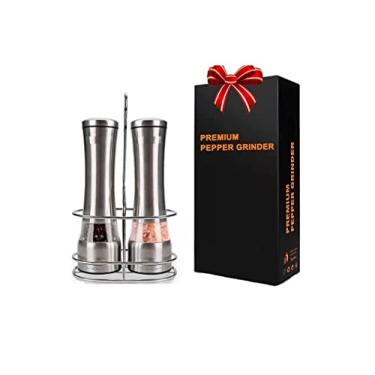 Imagem de Kit com 2 Moedores Manuais para Sal e Pimenta - Aço Inoxidável com Visor de Acrílico e Núcleo de Cerâmica Ajustável