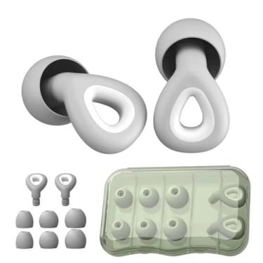 Imagem de Tampões de Ouvido de Silicone Reutilizáveis - Protetor Auricular Com 3 Pontas para Dormir/Estudar (Cinza, Tamanho único)