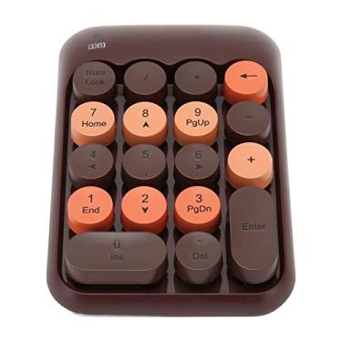 Imagem de Teclado Numérico Sem Fio de 2,4 Ghz, Mini Teclado Numérico de 18 Teclas, Teclado Colorido Vintage e Teclas Redondas, Com Receptor USB para PC, Desktop e Laptop (Cor Café)