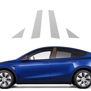 Imagem de FDAIUN Película protetora de tinta de carro transparente brilhante pré-cortada para Tesla Model Y Juniper AB Pillar TPU HD filme protetor de arranhões acessórios externos