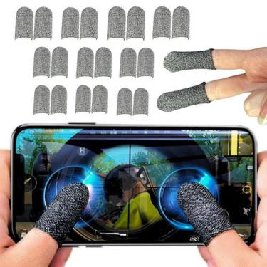 Imagem de Kit 20 Luvas Dedo Fibra Prata Gamer Profissional Jogar Pubg - Era Full