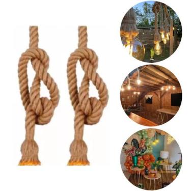 Imagem de Luminária Pendente Rústica Kit 2 Unidades Corda Sisal 1m Chic Retrô El