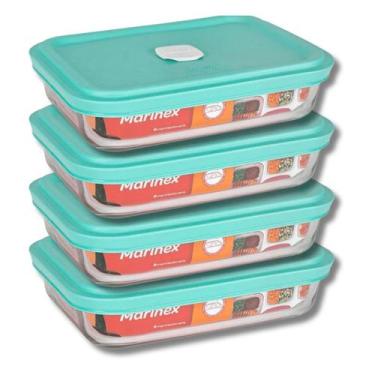 Imagem de 4 Travessa Facilita de Vidro c/ Tampa 750ML Marinex Doce - NADIR FIGUE