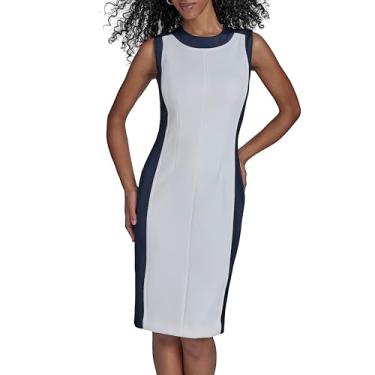 Imagem de Calvin Klein Vestido feminino na altura do joelho, Branco/índigo, 40