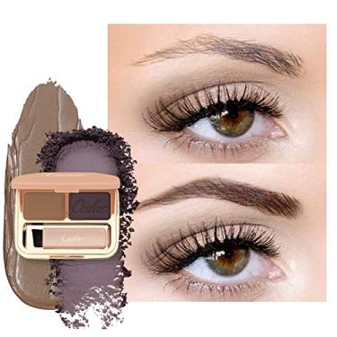 Imagem de Oulac Kit De Pó Para Sobrancelhas À Prova D'Água Cinza Com Pincel 2 Em 1, Pomada Instantânea Longa Duração E Maquiagem Natural Ralas, 3,2 G/0,11 Oz, Strawburn