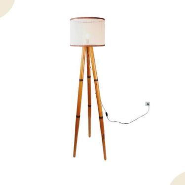 Imagem de Luminária Abajur de Piso Pés Torneados Cúpula Com Acabamento Material 