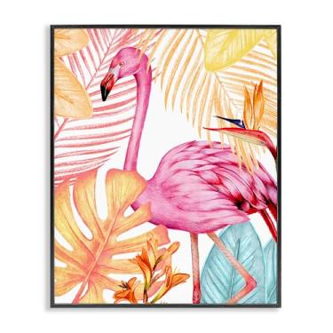 Imagem de Stupell Industries Flamingo & Brightly Hued Plants Black Framed Giclee Art Design por Kim Allen, 11 x 14