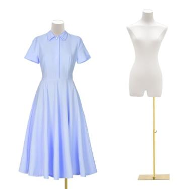 Imagem de Quaocens Manequim Feminino Branco, Forma De Torso, Costura Ajustável 51 A 75 Polegadas, Torso Com Suporte Para Exibição Roupas