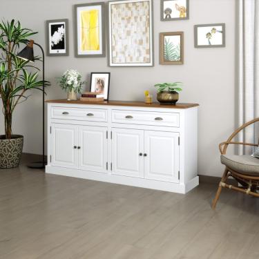 Imagem de Balcão Buffet Aparador 4 Portas 2 Gavetas Branco Farm House