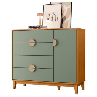 Imagem de Cômoda Sapateira 4 Gavetas Tibagi Cinamomo Sálvia - CASA H