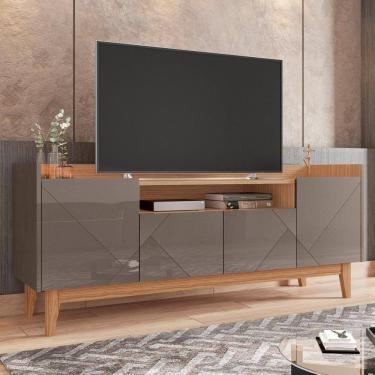 Imagem de Rack Para Viktor Com Frisos Nas Portas Cinza Noce