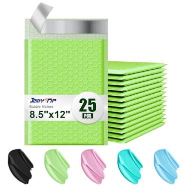 Imagem de JollyTrip Envelopes de plástico bolha 21 x 30 cm, pacote com 25 envelopes acolchoados para envio, envelopes de embalagem com adesivo autovedante, envelopes acolchoados à prova d'água (verde claro,