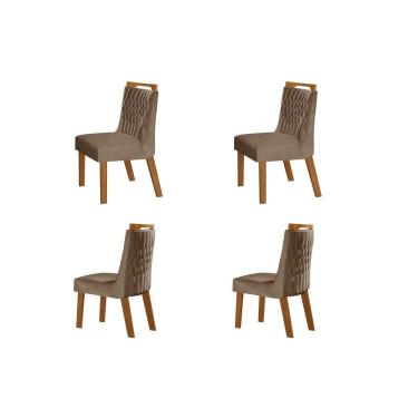 Imagem de Conjunto 4 Cadeiras para Sala de Jantar Atena Castanho/ Cinamomo/Pena /Caramelo