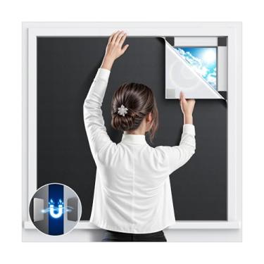 Imagem de Capa de janela blackout magnética, cortinas blackout portáteis de 137 cm x 147 cm para quarto, cortinas blackout sem perfuração e persianas blackout, persianas temporárias pretas para película de