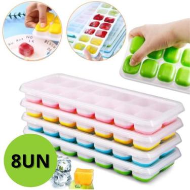 Imagem de Forma De Gelo Fundo Silicone 14 Cubos Tampa Rígida 8 un - millenium